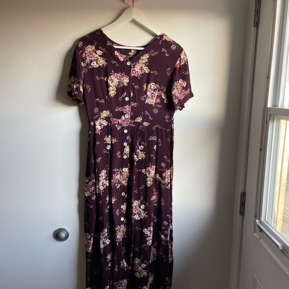 Floral Button-Up Dress - Purple